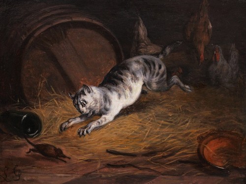 Tableau encadré chat souris - encadré,