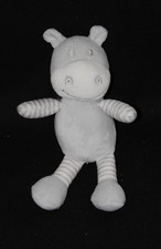 Peluche doudou vache FILANTEX cheval zèbre gris blanc rayé 23 cm TTBE