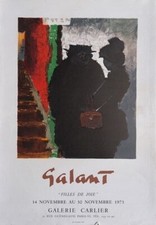 René GALANT - vintage Poster Affiche lithographie expo 1973 Filles de joie