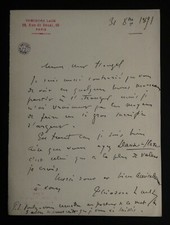 LACK Théodore - LETTRE AUTOGRAPHE SIGNÉE À Henri HEUGEL, 1891