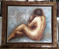 Grand Tableau HST XXeme représentant une femme nue de dos, signé BARTON.