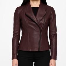 Veste moto bordeaux pour