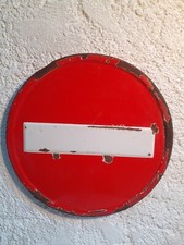 Panneau Signalisation émaillé SENS INTERDIT plaque émaillée déco ancien 1972