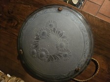 Coupe Art Deco lustre en verre moulé Bleu Degué Maynadier Muller des hanots 