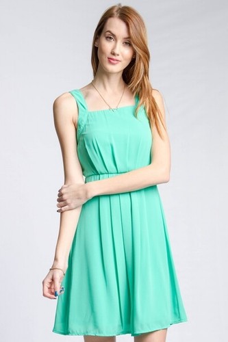 Sleeveless woven short dress - sleeveless,