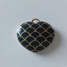 gros pendentif coeur Agatha  doré email vert vintage 