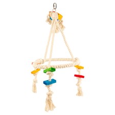 Duvo+ Jouet Oiseau Pyramide 35x35x73cm Avec Cubes & Câble pour Oiseaux