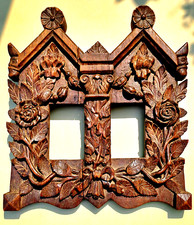 Ancien CADRE bois sculpté profond BAS RELIEF Artisanat/Art POPULAIRES