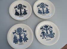 4 Assiettes Royal Sphynx Maastricht Vintage 1960 décors bleus assortis 20 ,5 cm