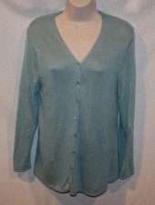 EILEEN FISHER BUTTON DOWN - V NECK SWEATER SIZE M SAGE GREEN