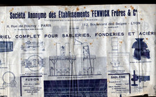 LYON / PARIS (69 / X°) MATERIEL pour SABLERIE ACIERIE FONDERIE "FENWICK" Affiche