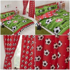 Football Rouge Double Housse de Couette Et Taie Set + Rideaux Assortis 183cm