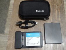 Disque Dur SSD Crucial BX500  120 GO , 6 GB/S + boitier externe + cable USB 3.0