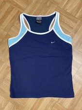 Débardeur Femme Vintage Bleu Marine / Turquoise T38 Brodé Nike Dri Fit