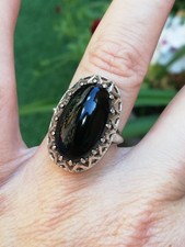 BAGUE ANCIENNE EN ARGENT poiçonnée onyx 925 silver ring 
