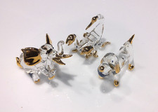 Lot 3 pièces animaux verre doré à l’or fin Chien Scorpion Éléphant  Collection