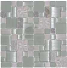 Mosaïque combinaison cristal pierre verre gris gris pâle 88-MC669_f | 10 plaques