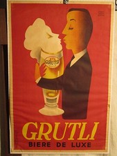 AFFICHE BIERE GRUTLI MORVAN DECO HUMOUR