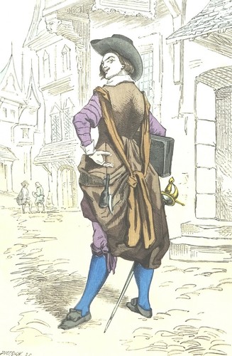 Gravure couleur représentant