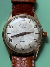 Montre vintage Elgé , mouvement mécanique révisé, très beau cadran guilloché