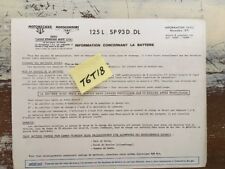Motobécane Motoconfort 125L SP93 D DL note technique batterie 1971 SP93D SP93DL