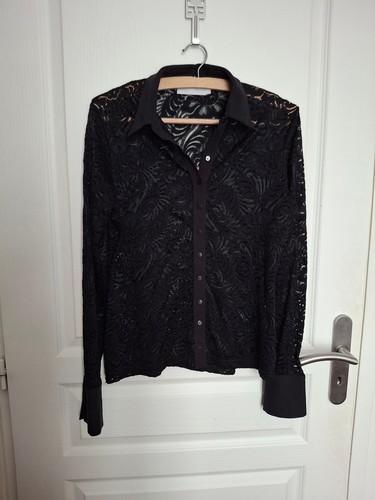 Chemise noire dentelle anne - noire, en