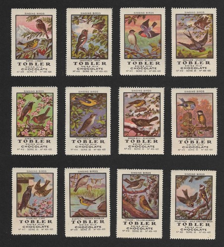 Poster stamps singing birds - poster,