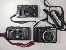 Lot de 3 Compacts Numériques pour Pièces - Canon G7, Olympus TG5, Nikon S9100