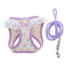 Harnais laisse ajustable pour chiot, floral, M, violet, petite/moyenne taille