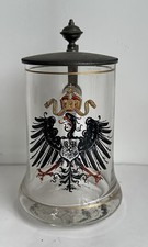 Ancienne chope à bière en verre émaillé  bierkrug beer stein mug German empire