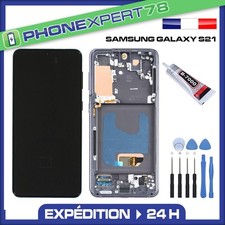 ECRAN OLED VITRE SUR CHASSIS POUR SAMSUNG GALAXY S21 5G G991B NOIR GRIS + OUTILS