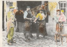 CHROMO IMAGE CHOCOLAT POULAIN 1985 SERIE 45 # 1  Le MARECHAL FERRANT et le FORGE