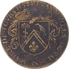 France, denier payant, Touraine, François Maille, maire de Tours, 1592, SS