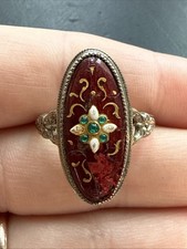 Ancienne Bague En Argent Massif Jonc Alliance Anneaux Créateur émaux bressans