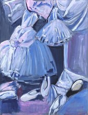 Grande Gouache Originale Peinture Robe Tutu Ballerine Danseuse Danse Classique