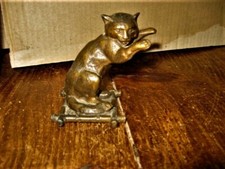 chat debout en régule - élément décor de pendule ancienne BE