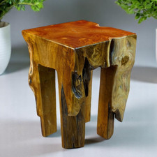 Bois Table D'Appoint de Racine Teck Massif Tabouret Jardinières Nature