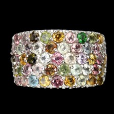 Bague En Argent Sterling 925 Avec Pierre Précieuse Tourmaline Ronde 7,5