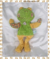 Doudou Peluche Marionnette Grenouille Vert Jaune Fleur BabyNat