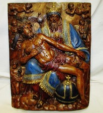 BAS-RELIEF PLAQUE déposition du Christ  plâtre 19ème  / Jesus-Christ plaster