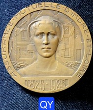 Dept 37 - Superbe Méd. Art Déco 63mm- Centenaire d'une Ste Par R. Baudichon 1925