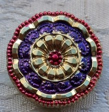 MAGNIFIQUE GRAND BOUTON ANCIEN EN PATE DE  VERRE EMAILLE  DIAMETRE  2,7 CM