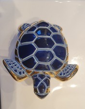 Magnifique Tortue Marine Collection De ROSA Rinconada Fait Main Doré Et Platine