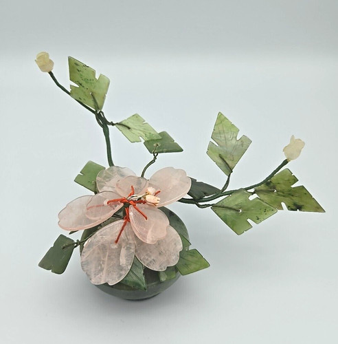 Vtg chinese rose - quartz, jade
