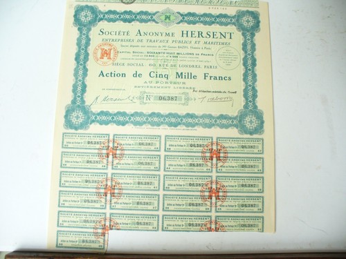 Billet action titre 1939 - action,