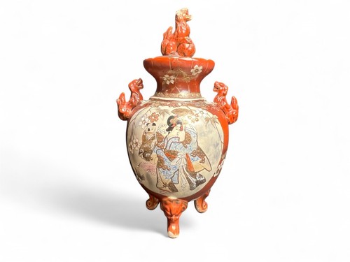 Satsuma vase couvert tripode - satsuma,
