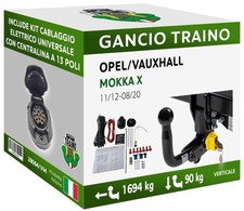 Attelage Démontable Verticale pour Opel MOKKA X Tout terrain 2-4X4 GPL 12-20 13p