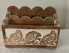 Carved wood desk organizer - carved, organizer-