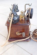 téléphone ancien année 1930 Mon Ch. VENTROUX à manivelle bakélite bois laiton