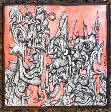 dessin original toile art brut singulier outsider demelis